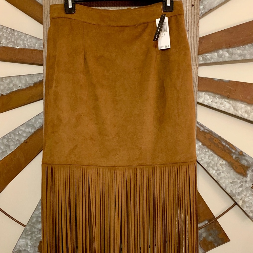 Suede fringe skirt
